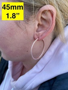 Authentic 14k Rose Gold Plated 925 Silver Endless Hoop Earrings Inside Out CZ Huggie