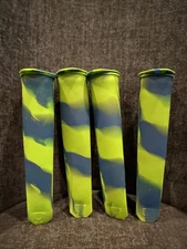 Set of 4 Green/Blue Striped Silicone Popsicle Molds - 8” Long, Reusable!