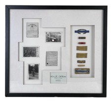 Historical WWII Military Service Memorabilia Framed Patches Documents Photos etc