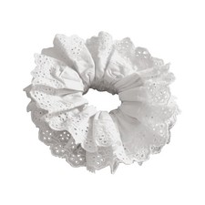 White Hair Ties for Women 1-Piece Lace Design Scrunchies Ponytail Holder
