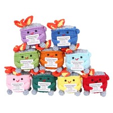 Emotional Support Knitted Crochet Dumpster Fire With Positive Card Decor 9 PCS