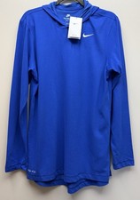 NEW Nike Tee Dri-Fit Training Men  s Long Sleeve Blue Hooded Shirt S
