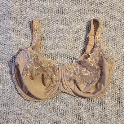PrimaDonna Deauville Bra UK 34F Café Au Lait Floral Embroidered Full Cup Comfy