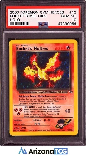 Pokemon 2000 Rocket's Moltres 12/132 Holo Gym Heroes GEM MINT PSA 10