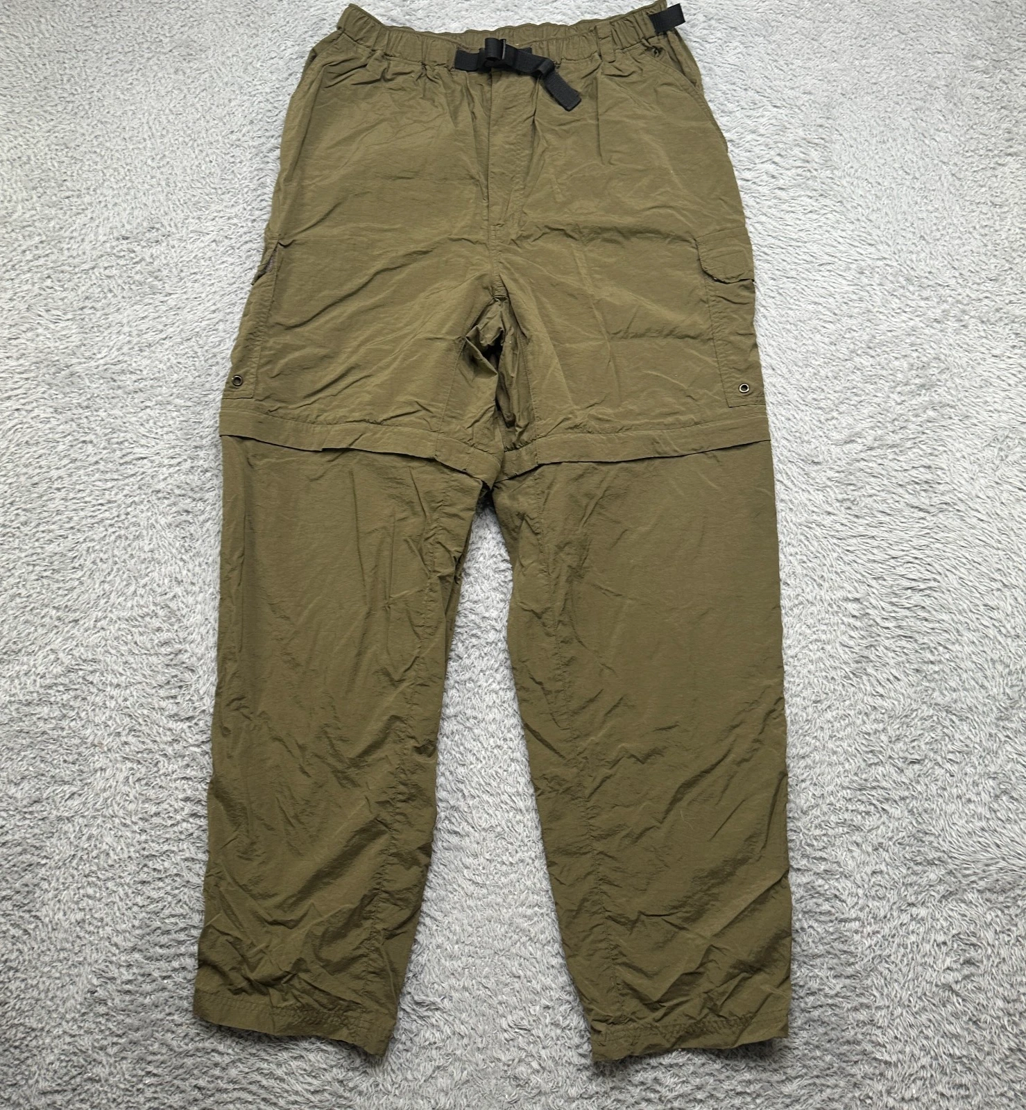REI Pants Mens L Green Nylon Straight Windbreaker Convertible Hiking Elastic