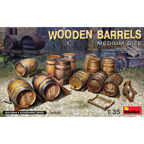Wooden Barrels Medium Size Kit 1:35 Miniart Kit Diorami -D- Neues Modell-image