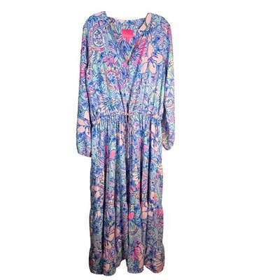 chinese dress ladies Lilly Pulitzer Women's Moana 3/4 Sleeve Maxi Dress, Spearmint Blossom Views  XS at Amazon Women's Clothing store