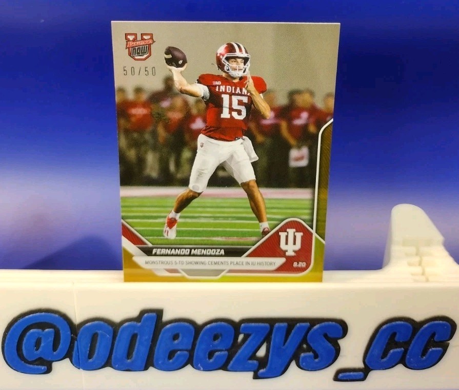 2025-26 Bowman U Now Football #17 Fernando Mendoza Gold Foil #50/50 Indiana