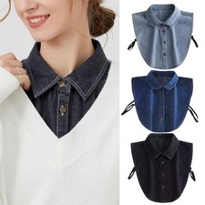 Fashion Fake Collar Accessory for Dresses Sweaters Adjustable Denim Blue