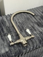 Sagittarius Canterbury Kitchen Sink Mixer Tap | Dual Handle - Brushed Nickel