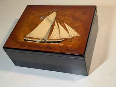 Boîte décorative en bois laqué thème marine barge Hecla - Photo 1/4