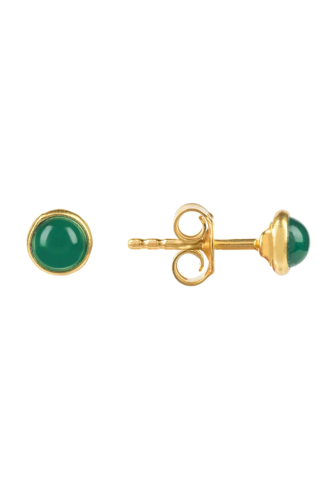 Pendiente De Perno De Piedra Preciosa Para Hombre Onice Verde Oro