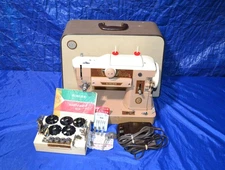 SINGER 401 SLANTOMATIC SEWING MACHINE MANUAL ATTACHMENTS CAMS CASE SERVICED