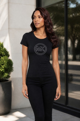 Michael Kors Studded Logo Organic Cotton Jersey T-Shirt
