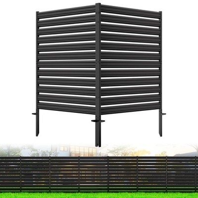 2 Panels NoDig Metal Privacy Fence Screen, 42'' H × 38'' W Outdoor Air Conditio...