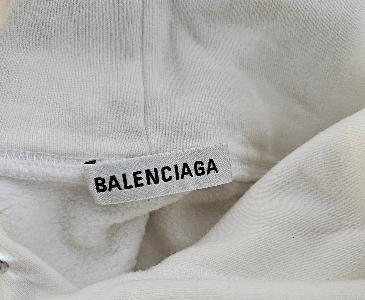 Balenciaga White Hoodie With Logo Patch Woman Sweater | eBay