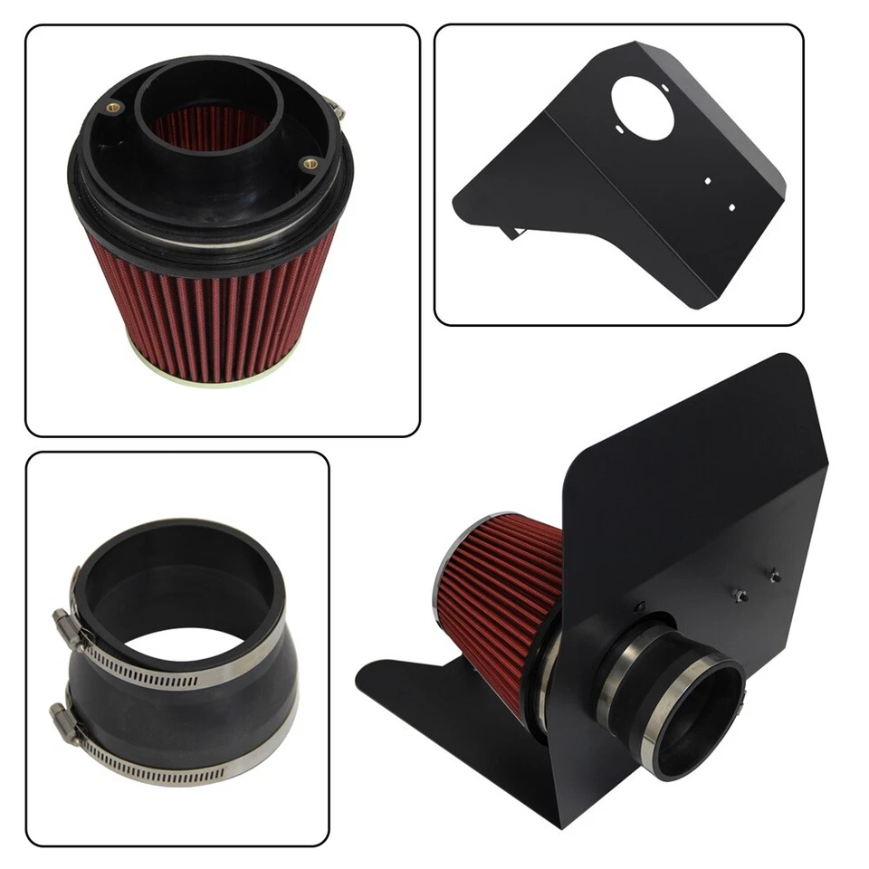 4" Heat Shield Cold Air Intake Kit + Filter For Camaro 6.2L V8 Engine 10-15 BK — 第 3/4 张图片
