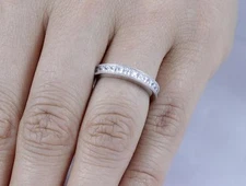 925 STERLING SILVER HALF ETERNITY CHANNEL SET WEDDING BAND RING SIZE 4-11 SS778