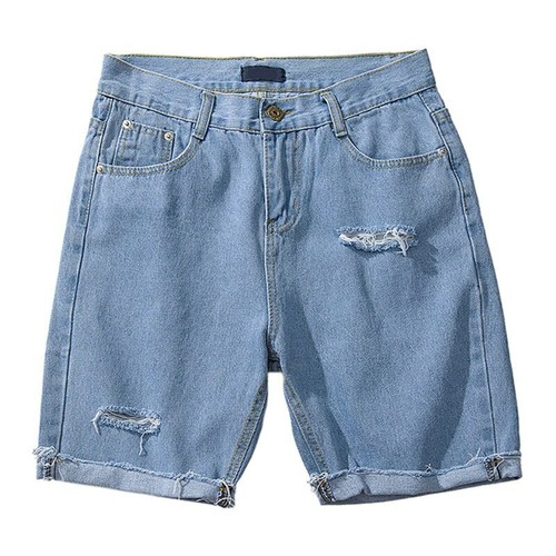 Summer Men Denim Shorts Trend Hole 