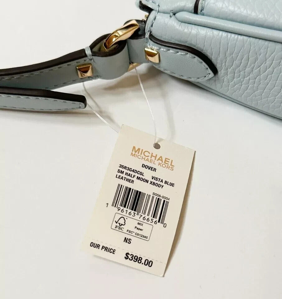 Michael Kors Dover Half Moon Crossbody Vista Blue Leather Michael Kors Dover Half Moon Crossbody Vista Blue Leather