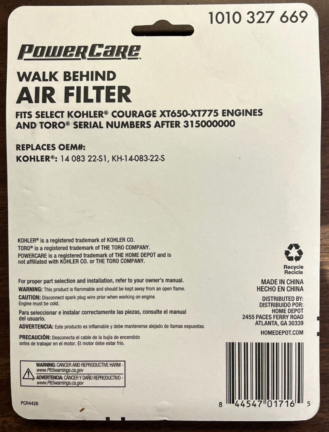 POWER CARE Air Filter 1010327669