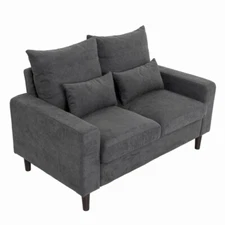 Upholstered Sofa Couch Linen Fabric Loveseat Modern Living Room Sofa
