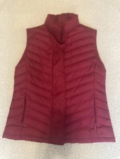 Talbots Women's Vest Jacket Petites Pink Duck Down Puffer Full Zip #2128