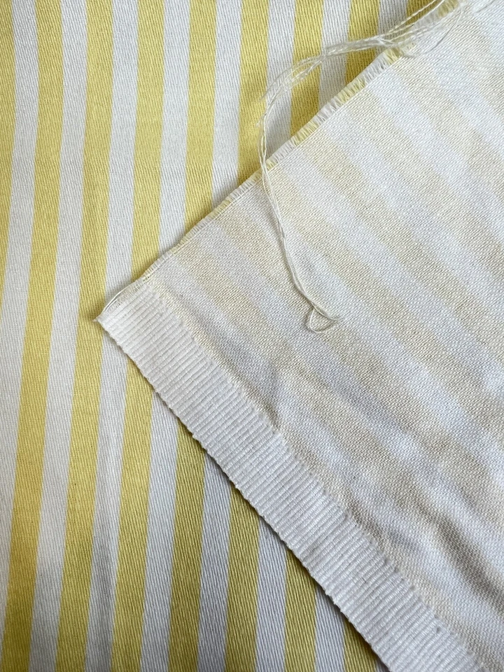 Yellow And White Stripe Fabric Decorator Weight 21" x 55" Cotton Remnant Sewiing - Image 4 of 4