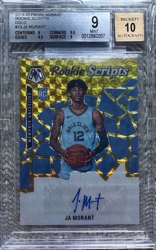 2019 PANINI MOSAIC ROOKIE SCRIPTS GOLD AUTO /25 JA MORANT RC BGS 9 .5 FROM GEM