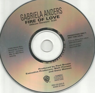 Gabriela Anders- Fire of Love (CD, w/ Back Artwork Promo) V.G +