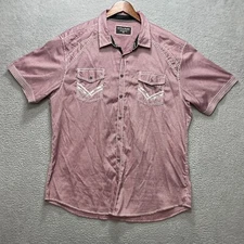 BUCKLE BLACK Mens 2XL Short Sleeve Shirt Red Button Down Geo Print Two Pocket