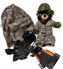 Build A Bear Camo Bear Plush Tent Harley Davidson Jacket Chaps *See Description
