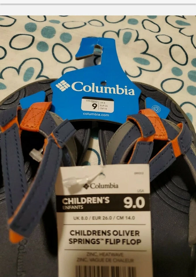 Columbia Girls Oliver Springs Flip Flop Sandals Kid Sizes 9 Orange /Gray  - Image 2 of 4