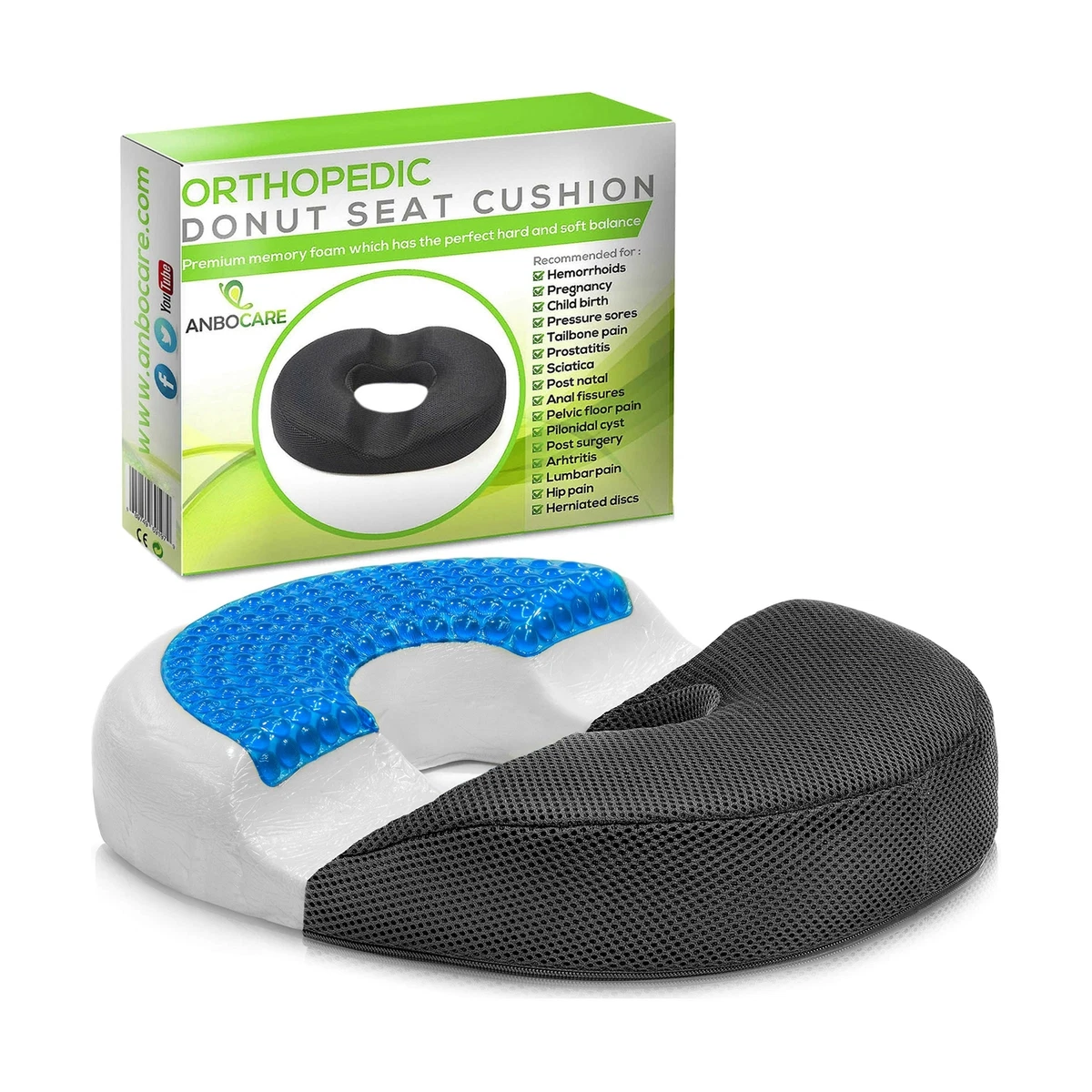 Donut Pillow Tailbone Hemorrhoid Seat Cushion Postpartum Prostate Coccyx Pain
