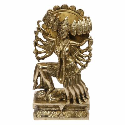 Messing Ten-Faced Göttin Mahakali Adi Shakti Idol Statue Figur 38.1cm