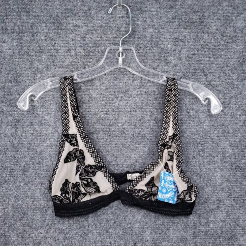 NEW Free People Bra Womens M Medium Beige Alia Bralette Butterfly Lace Wireless