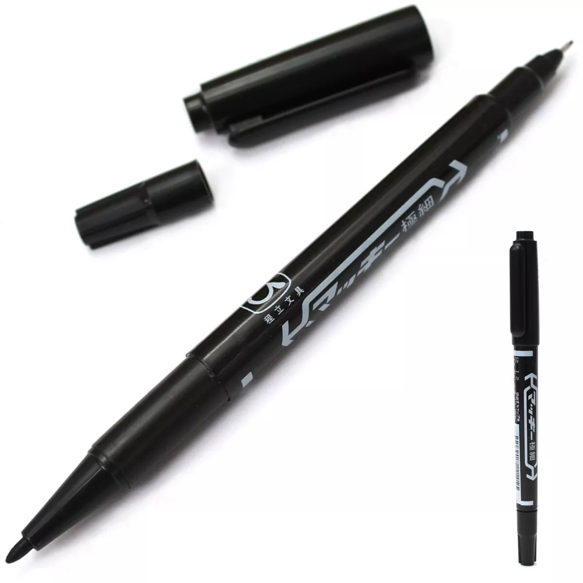 TWIN TIP BLACK MARKER PEN Double Sided Thick/Thin Nib Bullet Journal Writing