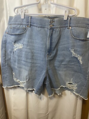 Fashion to figure plus size 28 blue jean shorts new with tags distress 