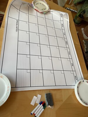 Jumbo Dry Erase Laminated Wall Calendar Huge 36  X48  Monthly Markers Eraser NEW