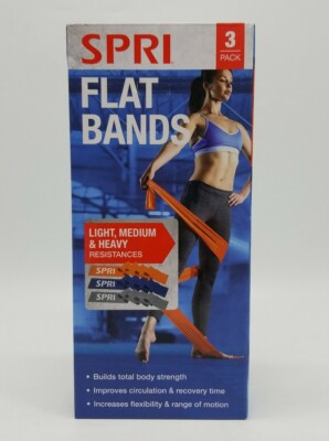 SPRI Flat Band Kit 3 pack (Light, Medium, Heavy) Workout Bands PT Resistance NEW