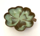 Frankoma Pottery 4 Leaf Clover Ashtray Trinket Dish Plainsman Green #223 Vintage