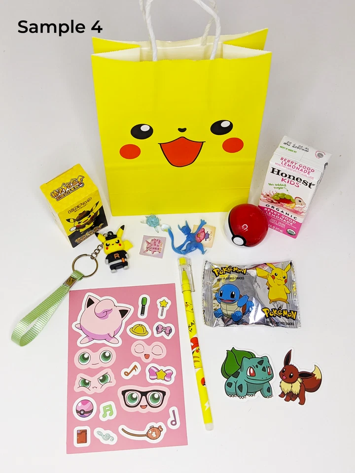6pack Pokemon Goodie Bag Birthday Favors | Toys, Pens, Snacks, Stickers, Juice - Image 2 of 4