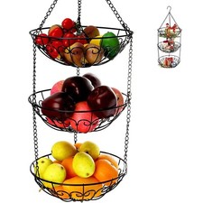 Hängekorb 3 Etagen Hängende Obstkörbe 3er Etagere für die Decke 100 x 28 x 28 cm