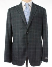 Belvest NWT 100 Wool Sport Coat Size 56R US 46R in Green/Gray/Blue Plaid