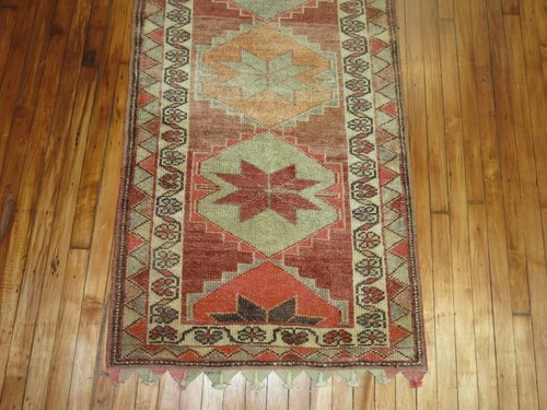 Vintage Turkish Oushak Ushak Anatolian Rug Runner Size 2'10''X13'10''