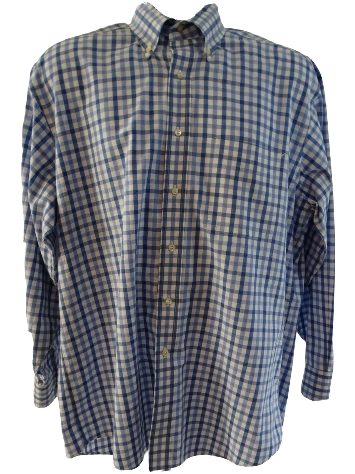 Tommy Hilfiger Mens Blue White Button Down Dress Shirt Size 15.5 32/33