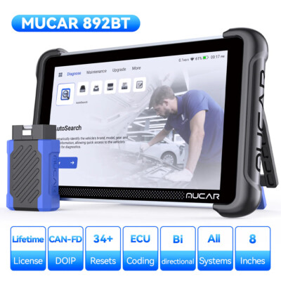 2025 MUCAR 892BT Car Diagnostic OBD2 Scanner All System Scan Tool Action Test