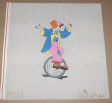 Stitches "Circus Clown on Unicycle" Handpainted Needlepoint Canvas