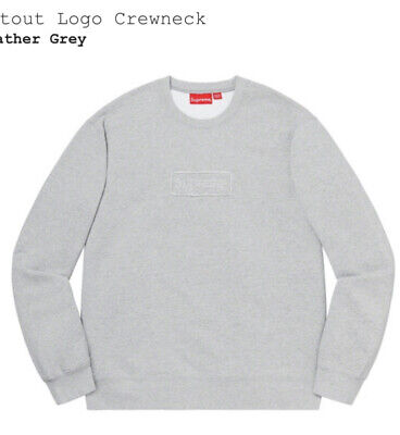 Supreme Cutout Box Logo Sweatshirt Crewneck Heather Grey Large L