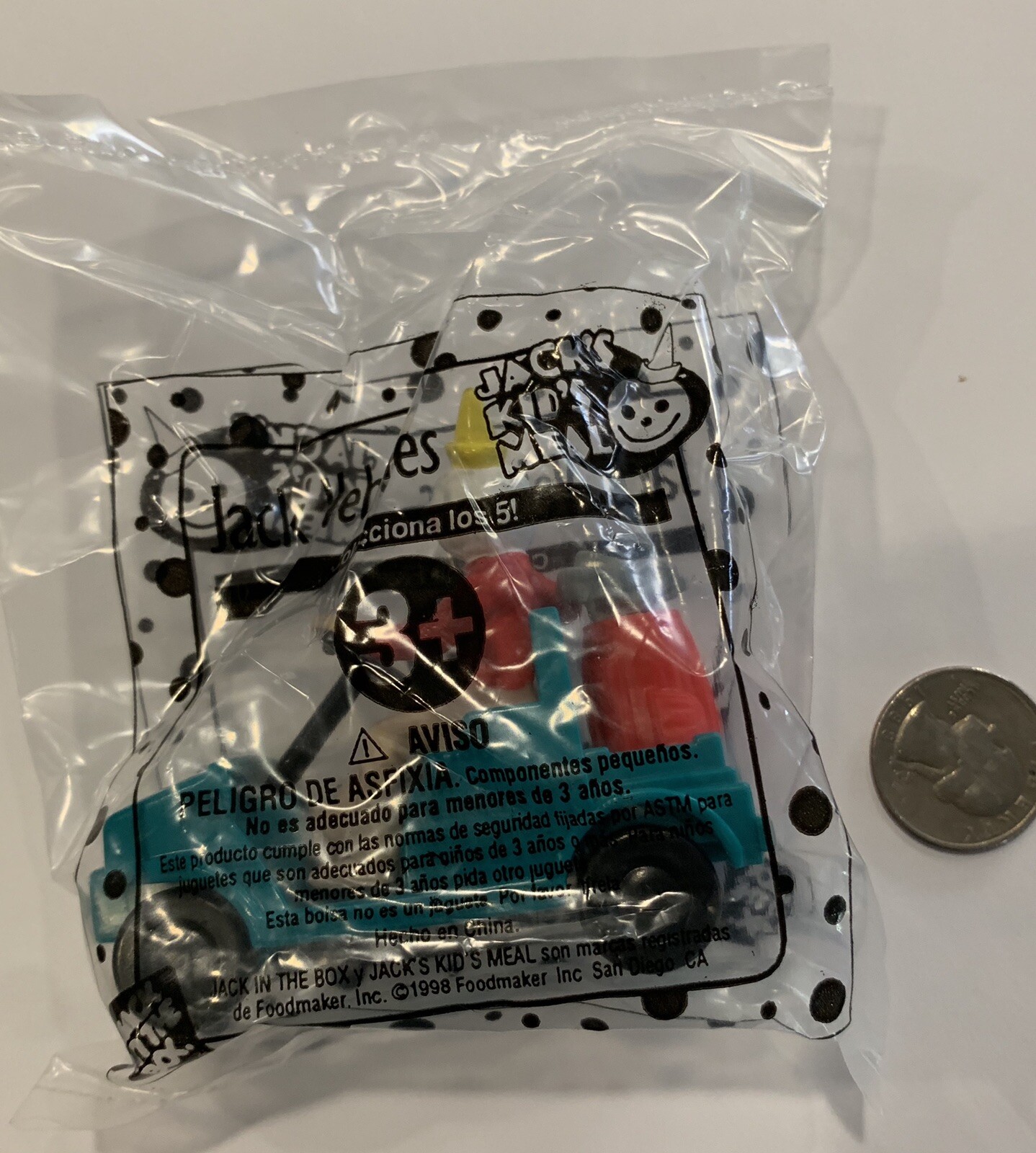 1998 Jack In Box Green GOLF CART Vehicle Figure JITB Toy Sealed MIP